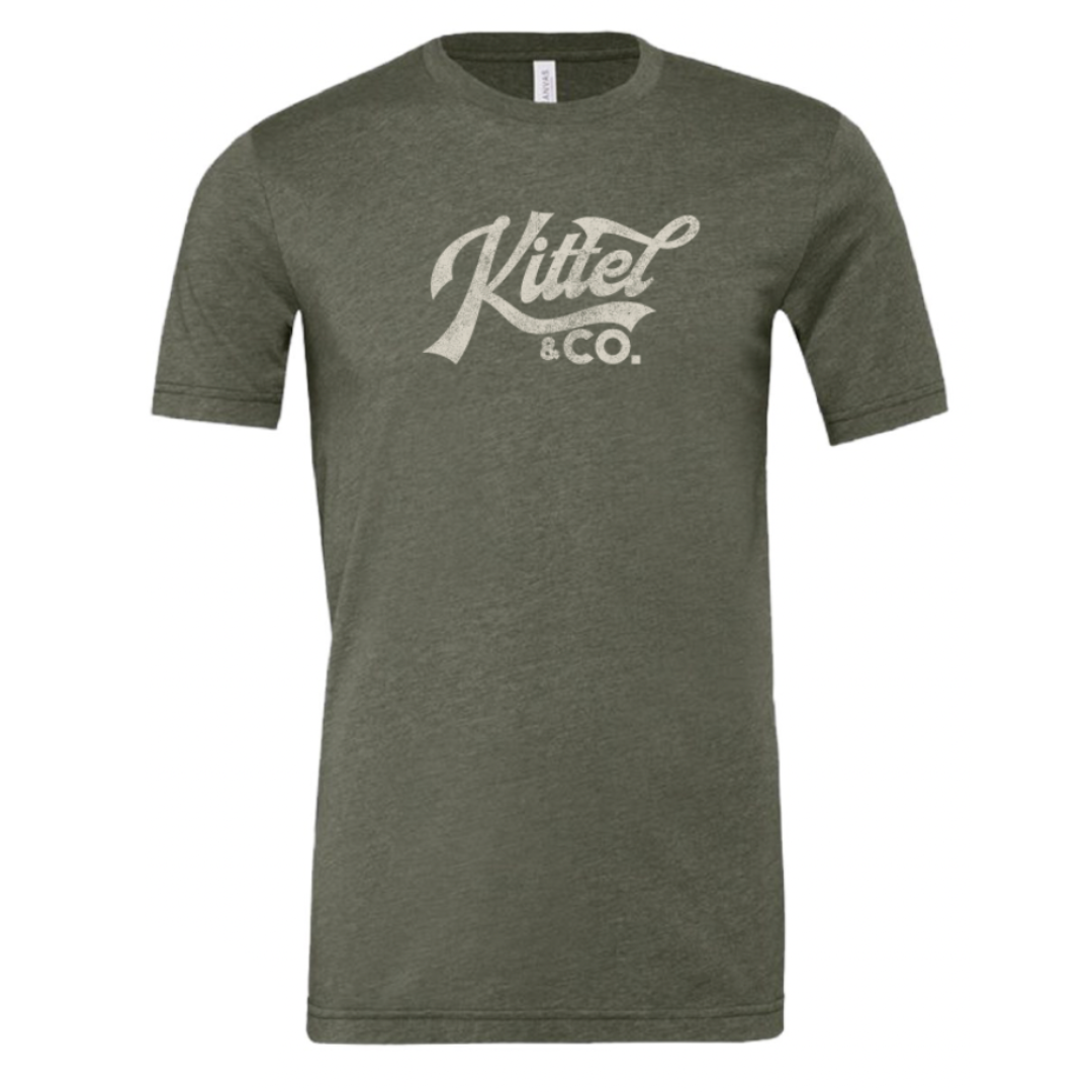 Kittel & Co. Script Logo T-Shirt - Heather Military Green